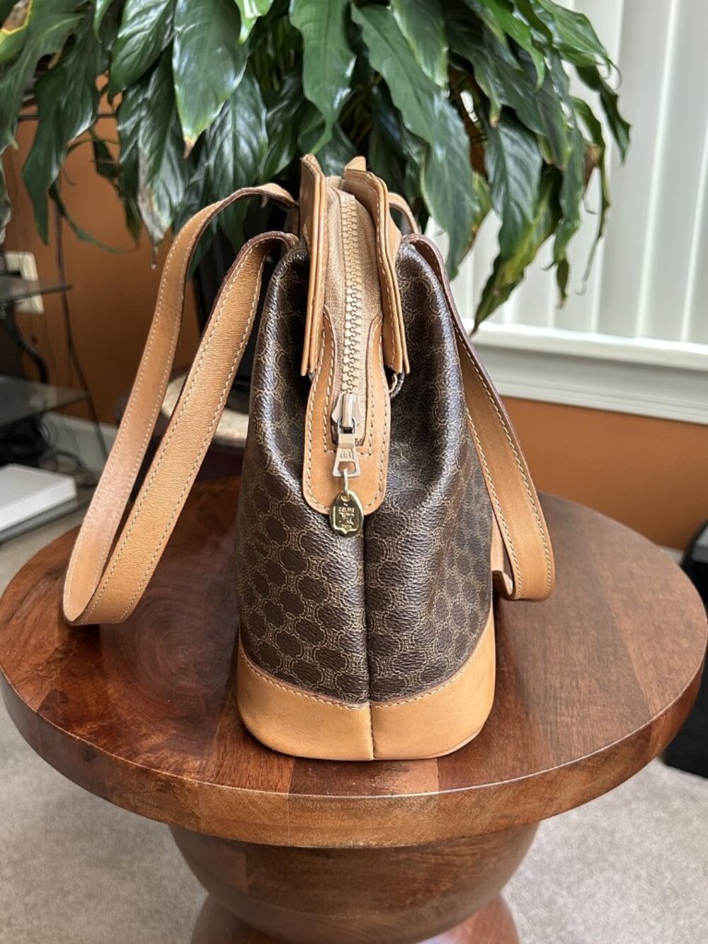 CELINE Macadam Canvas and Shoulder Bag, Brown, Carmel - Picture 5 of 16
